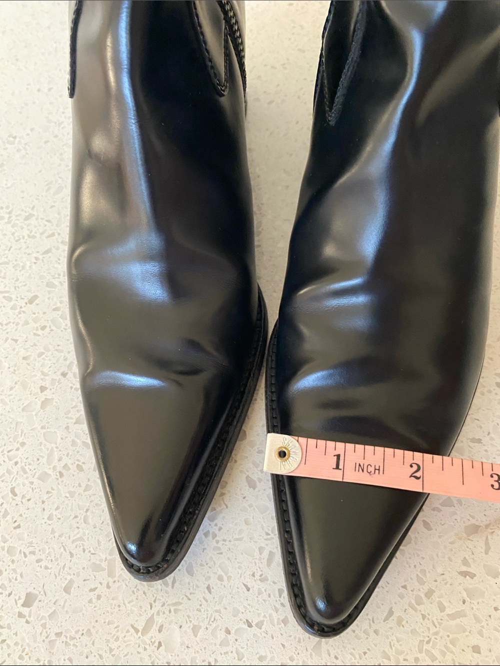 Miu Miu Black Pointed Over-the-Knee Leather Boots - Picture 12 of 16